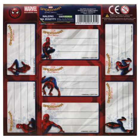 Naklejki na zeszyty Derform Spiderman Homecoming, 7szt